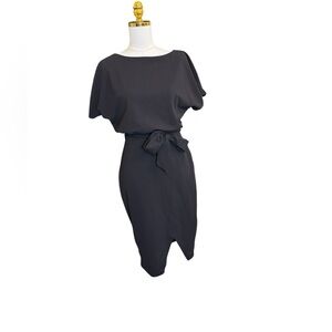 Kensie Elegant Black Midi Dress with Tie